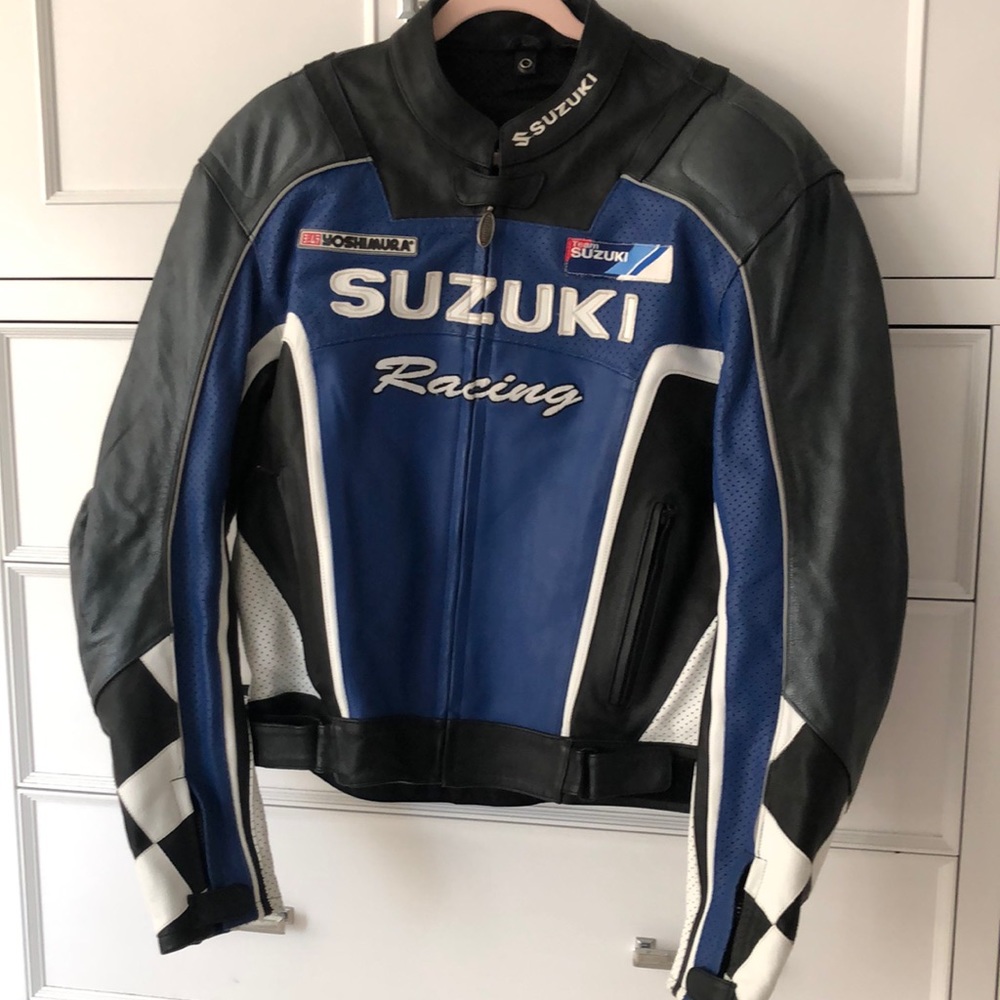 Suzuki leather motorcycle racing jacket, size 50